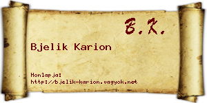Bjelik Karion névjegykártya